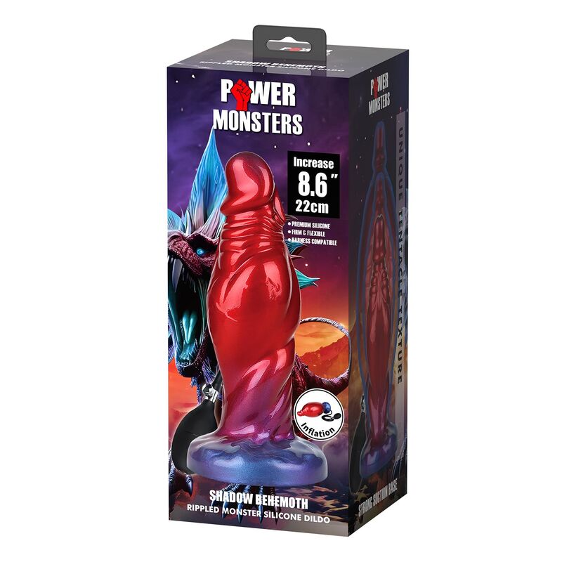 img_229139_a43885febfc5f97106fd58eb97082675_1.jpg POWER MONSTERS - SHADOW BEHEMOTH BICOLOR INFLATABLE FANTASY SILICONE DILDO 22 CM Ø 5 CM