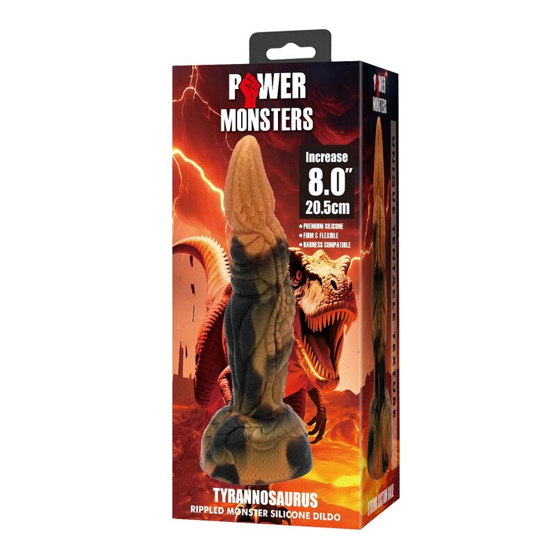 img_229152_73136b62bdcfdee0dd03b838212941af_1.jpg POWER MONSTERS - TYRANNOSAURUS BICOLOR FANTASY SILICONE DILDO 20.5 CM Ø 5 CM