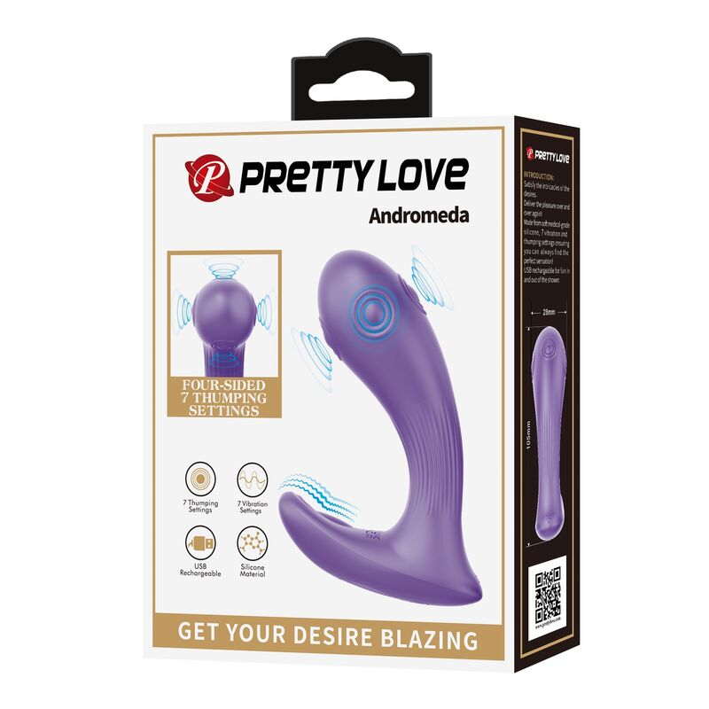 PRETTY LOVE - ANDROMEDA RECHARGEABLE DUAL STIMULATION VIBRATOR PURPLE