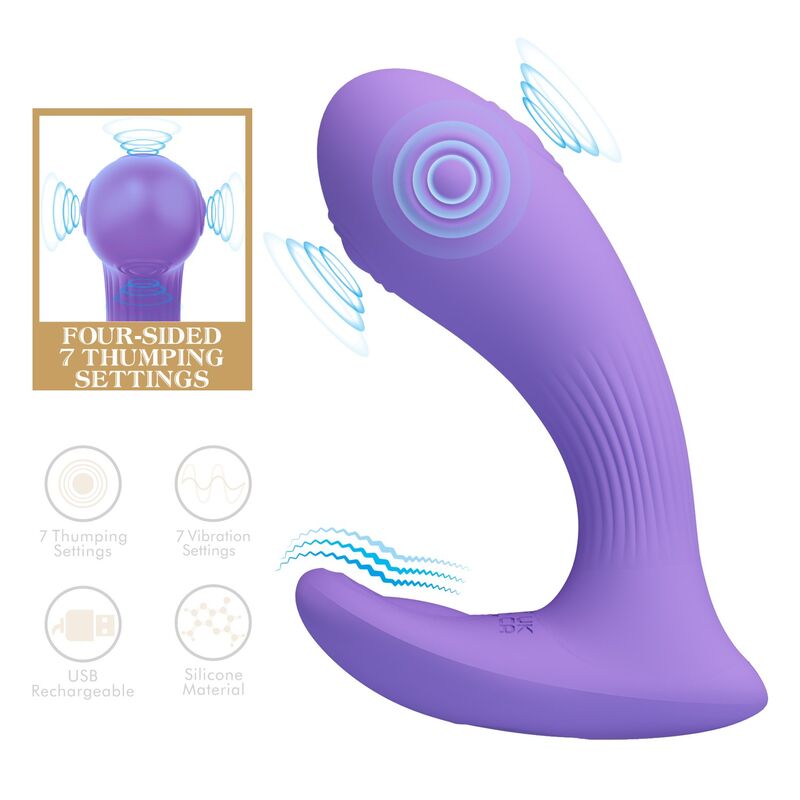 PRETTY LOVE - ANDROMEDA RECHARGEABLE DUAL STIMULATION VIBRATOR PURPLE