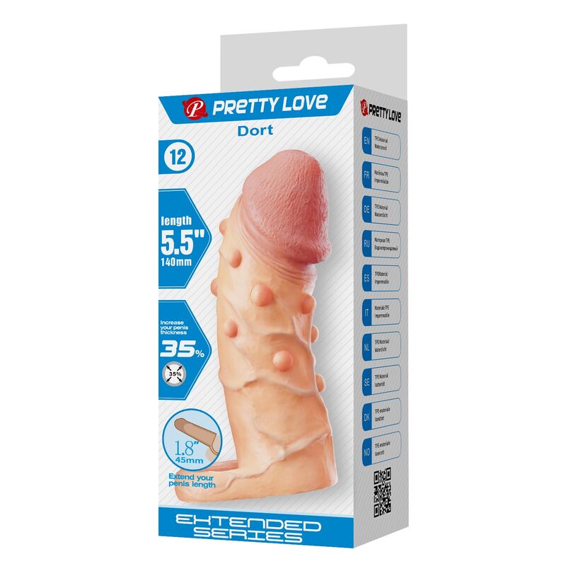 PRETTY LOVE - DORT PENIS EXTENSION SLEEVE 14 CM Ø 4 CM NATURAL