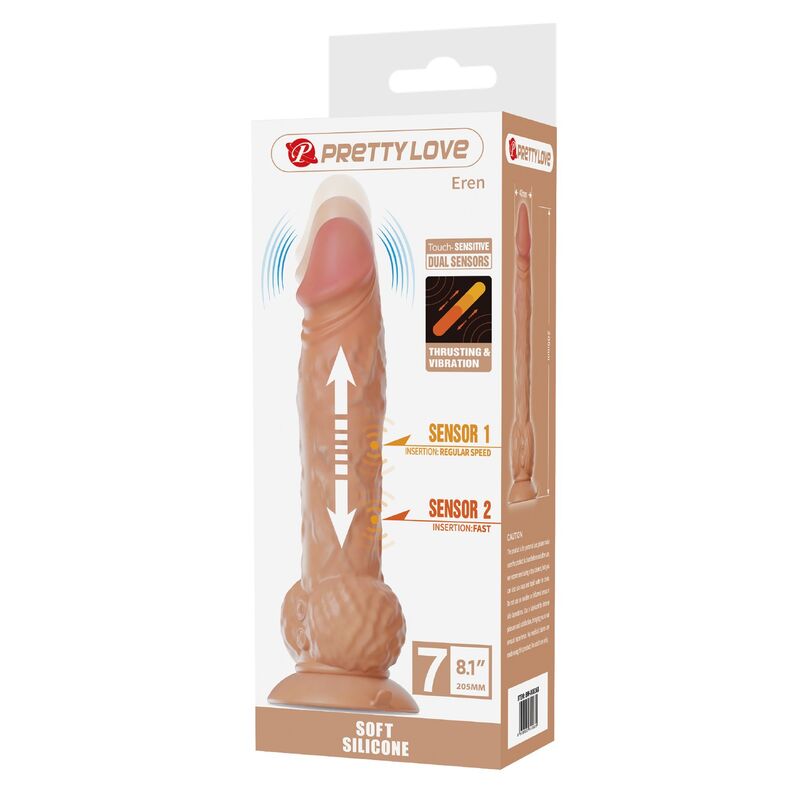 PRETTY LOVE - EREN THRUSTING VIBRATING DILDO 20.5 CM Ø 4.5 CM NATURAL