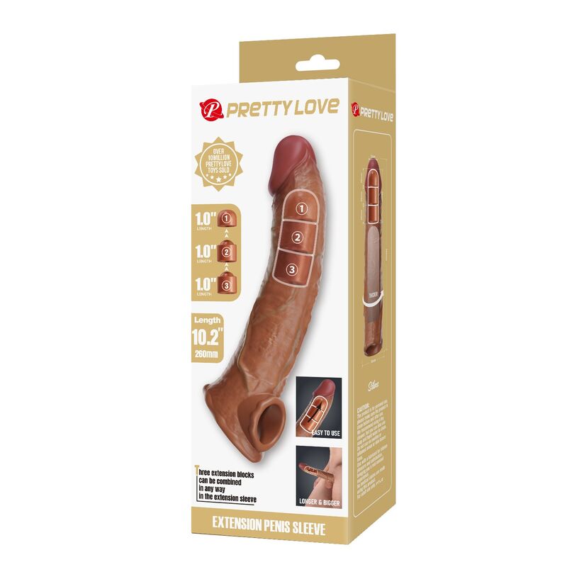 img_229631_41b7025bae5e19c3b71ddac55746e266_1.jpg PRETTY LOVE - ADJUSTABLE PENIS EXTENSION SLEEVE 26 CM Ø 4 CM BROWN