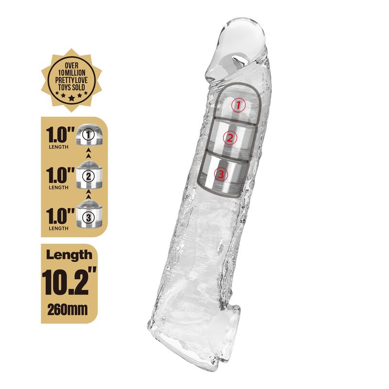 img_229649_2f646c8d7dc332b07d2569eb1d1722bf_1.jpg PRETTY LOVE - ADJUSTABLE PENIS EXTENSION SLEEVE 26 CM Ø 4 CM TRANSPARENT