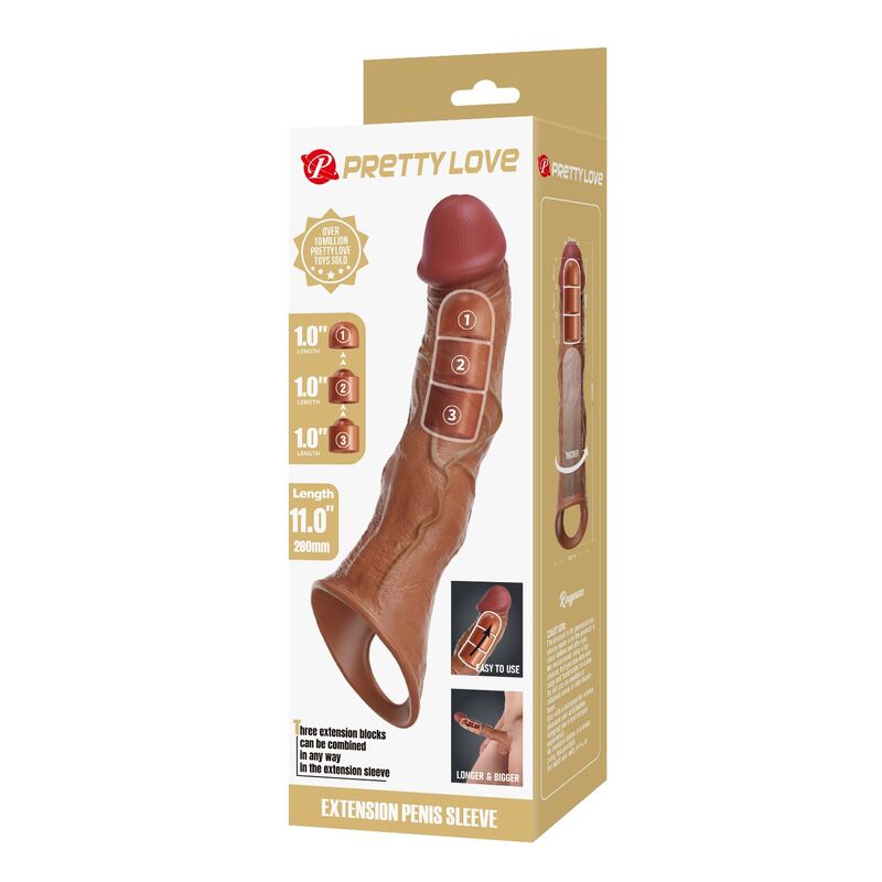img_229654_4e5fadc6fc3d1513c21971f8982e6801_1.jpg PRETTY LOVE - ADJUSTABLE PENIS EXTENSION SLEEVE 28 CM Ø 4.5 CM BROWN