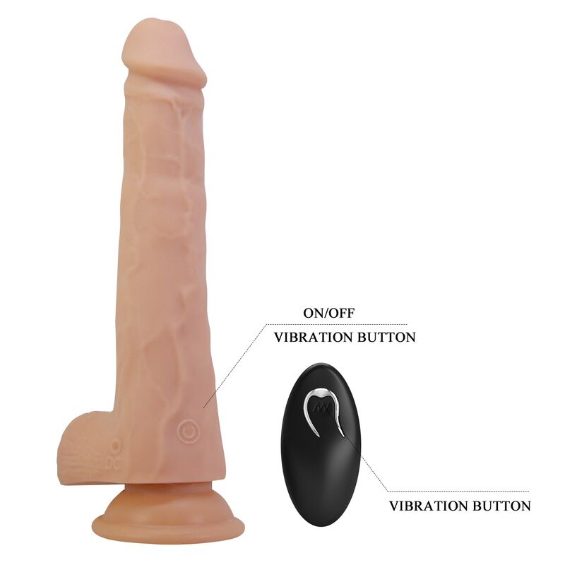 PRETTY LOVE - MILES THRUSTING  ROTATING VIBRATING DILDO REMOTE CONTROL 23.5 CM Ø 4.8 CM NATURAL
