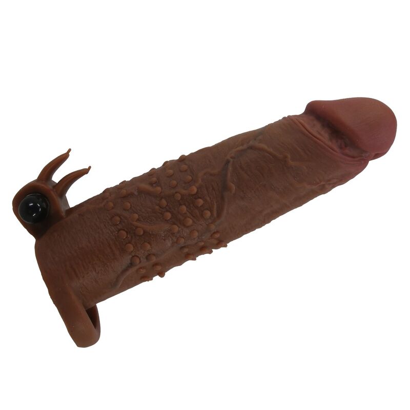 PRETTY LOVE - QUILLON VIBRATING PENIS SLEEVE 20 CM Ø 4 CM BROWN