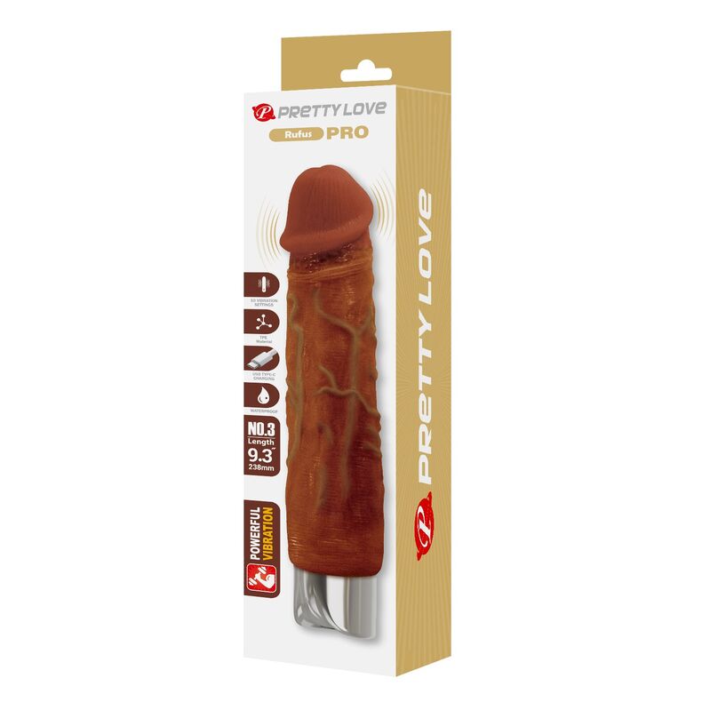 PRETTY LOVE - PRO REALISTIC VIBRATOR 23.5 CM Ø 4.8 CM BROWN