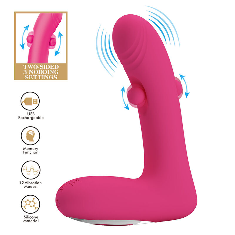 PRETTY LOVE - DUDEN RECHARGEABLE SILICONE VIBRATOR 12 VIBRATION MODES AND 3 ROCKING MODES PINK