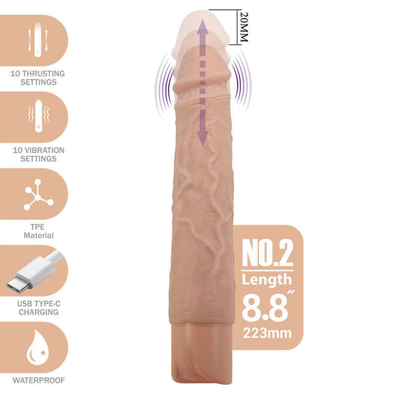 PRETTY LOVE - KESSLER REALISTIC VIBRATING DILDO WITH 10 VIBRATION MODES AND 10 THROWS, 22 CM NATURAL