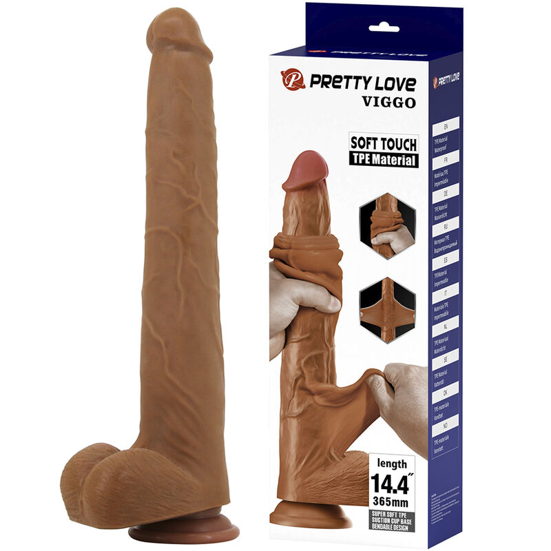 img_234497_746499b7101644c5064554d511cbd225_1.jpg PRETTY LOVE - VIGGO REALISTIC SOFT-TOUCH SKIN-SLIDING DILDO 36,5 CM BROWN