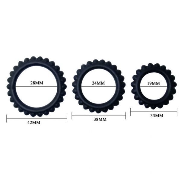 img_41867_4fbbf89072ef71f043fa789706ea41fb_1.jpg BAILE - TITAN SET 3 PCS COCK RING BLACK 2.8 + 2.4 + 1.9 CM