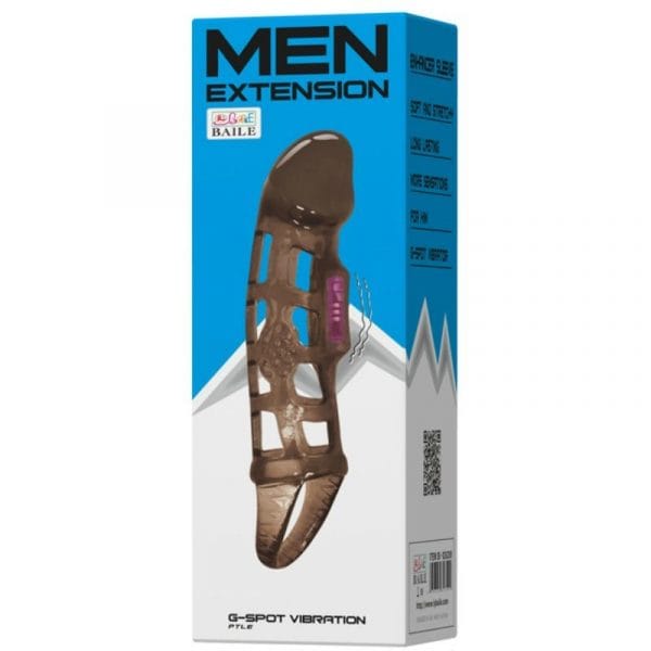 BAILE - FUNDA EXTENSORA PENE CON VIBRACIÓN Y STRAP 13.5 CM