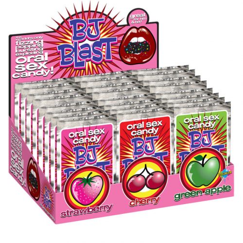 img_94100_12d732a3a02cdeb3a63d68c38f6075aa_1.jpg PIPEDREAM - BJ BLAST STRAWBERRY / CHERRY AND GREEN APPLE - DISPLAY - 36 PC