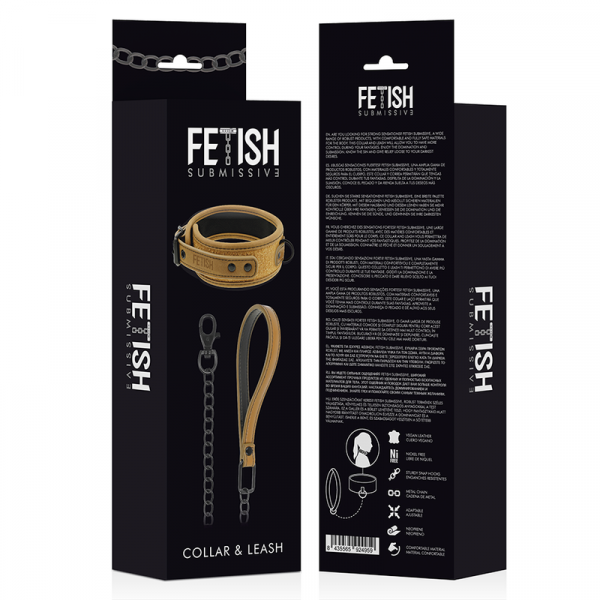 img_96574_668541ac551ebd2f9ef5070c1d21fcca_1.png FETISH SUBMISSIVE ORIGEN - COLLAR CON CADENA CON FORRO DE NEOPRENO