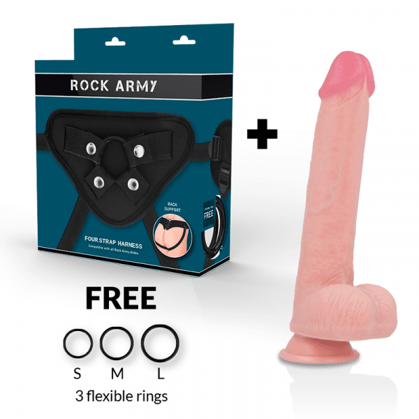 img_98305_6d6451a094522a0f07d002e56a4cb507_1.png ROCKARMY - ARNÉS + LIQUID SILICONE DILDO PREMIUM KINGCOBRA 24 CM -O- 4.77 CM